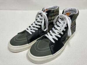 VANS レア!! SK-8 Hi カーキ 迷彩 黒レザー カモフラ US7.5 (25.5cm) アメリカ企画限定!! バンズ ハイトップ