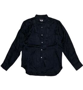 ■ COMME des GARCONS HOMME PLUS コム デ ギャルソン オム プリュス ■ テープリボン 花柄 ジャガード織柄 長袖 シャツ ブラック XS