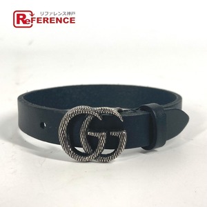 未使用 GUCCI グッチ 648702 ダブルG エングレービング アクセサリー ブレスレット ブラック メンズ【中古】