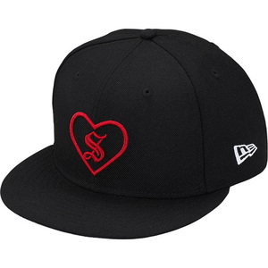 即決 supreme heart new era black 7 3/8