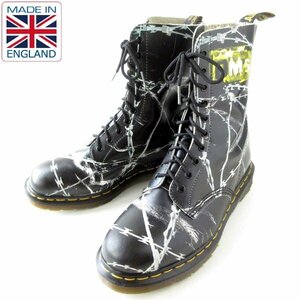 激レア 英国製 ドクターマーチン 1490 有刺鉄線 10ホール ブーツ 黒 UK9 27.5cm Dr.Martens パンク ロック モッズ D148-32-0004XV