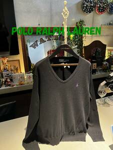 ★美品★☆POLO RALPH LAUREN/ポロ ラルフローレン Vネックセーター/　黒②クリーニング済み