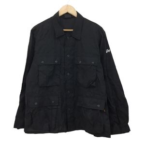 C346 ALPHA INDUSTRIES アルファインダストリーズ 薄手 ナイロン シャツ ジャケット 上着 羽織り トップス メンズ L ブラック 黒