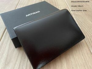 新品箱無し ARTISAN MEN アルチザン【JAPAN MADE】最高級 カーフレザー パスケース カードケース 名刺入れ 17ブラウン 60XC02 定価28,600円