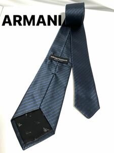 エンポリオアルマーニ ARMANI ネクタイ ブラック ネイビー系　ストライプ レジメンタル 柄　送料185円（追跡付）〜　ブランドネクタイ