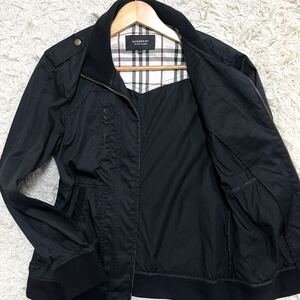 【美品 L】Burberry black label ブルゾン ノバチェック ミリタリー ジャケット ストレッチ バーバリー ブラック レーベル メンズ リブ 秋