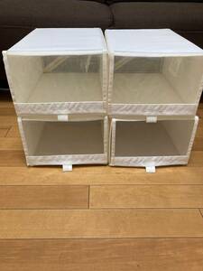 IKEA　WILJ　シューズボックス　4個セット　アイボリー　23×36×16cm　