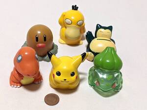 ●ポケモン断捨離整理品●25年以上前？　当時物　ソフビ貯金箱　クリア有　ピカチュウ　ヒトカゲ　フシギダネ　カビゴン　ディグダ+おまけ