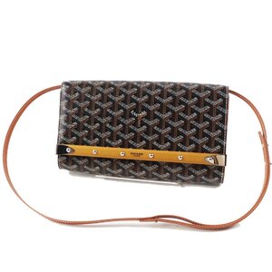 未使用品◎GOYARD ゴヤール モンテカルロ PM ショルダーバッグ／クラッチバッグ ブラック ブラウン ホワイト シルバー金具 フランス製