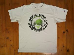 ★微難有★Champion[チャンピオン] PRACTICE TEE「One Ball One Love」 プリント ドライ半袖Tシャツ M 白 バスケットボール