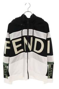 フェンディ FENDI FAF583 A524 サイズ:XL ビッグロゴ切り替えパーカー 中古 BS99