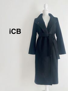 カシミヤ100% iCB ロングコート ブラック サイズ7 アイシービー