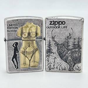 24札/C003778-3/AS3000/S021-409/ Zippo ジッポライター 2点まとめ LIMITED EDITION No.0559/OUTDOOR LIFE 喫煙グッズ