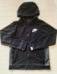 【NIKE】ナイキジップアップパーカー◆ブラック黒ジャージキッズ羽織◆150-160◆