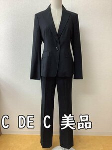 クードシャンス (C DE C) 黒ストライプ地模様 パンツスーツ パンツはタグ付き未使用 サイズジャケット40 パンツ38