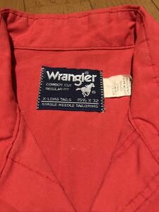 80sビンテージ ・Wrangler・ラングラーUSA ・アメリカ製・アメカジ・ウエスタンロカビリー・ワーク・ホットロッド・カウボーイ・赤・レトロ