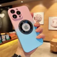iphone13pro PCケース　ピンク+青　MagSafe対応