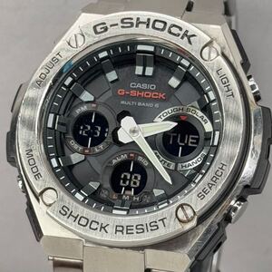 極美品 G-SHOCK GST-W110D-1AJF G-STEEL/Gスチール タフソーラー 電波受信 電波ソーラー マルチバンド6 メタルバンド ブラック 反転液晶