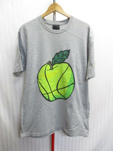 Swagger　スワッガー　リンゴ柄Tシャツ　メンズXL LL　グレー　ビッグアップルTシャツ　半袖カットソー　半袖シャツ　アップル柄　05141