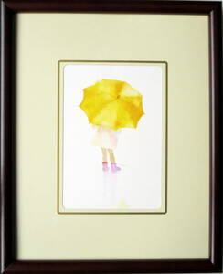 『黄色い傘の少女』 いわさきちひろ・児童画・ポストカード（複製印刷）