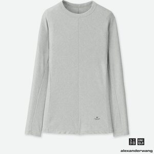 Ｌサイズ【ユニクロ 】alexanderwang ヒートテックリブクルーネックT（長袖）（カラー:04 GRAY）