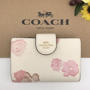 COACH 財布 ★大人気★ ミディアム コーナー ジップ ウォレット フローラル プリント チョークマルチ CR792 IMCAH 新品