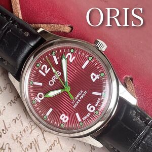 ■美品■オリス■ORIS 手巻き機械式1980年代ヴィンテージメンズ腕時計アンティーク即納 男性人気ブランド 桃緑177