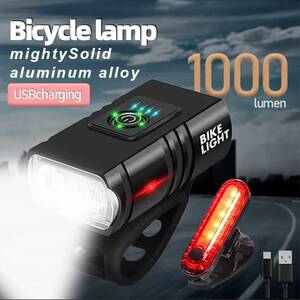 自転車用 LED ヘッドライト ホワイト USB充電式 明るい テールランプ フロント 1000lm ハイビーム LEDライト 防水 小型ライト t4165