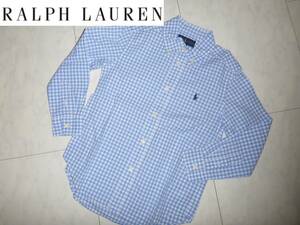 美品 RALPH LAUREN　ラルフローレン★ 水色×白　ギンガムチェック柄　長袖シャツ　6　　　120