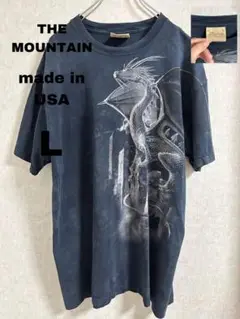 90s THE MOUNTAIN Tシャツ　ドラゴン　Y2K アニマル柄　黒　L