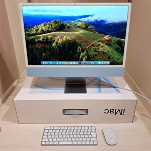 訳あり iMac (24 インチ, M1, 2021) ブルー 8GB RAM 256GB SSD 外箱・付属品あり