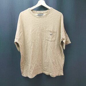 ◇ number(n)ine denim クルーネック 胸ポケット ブランドロゴ カジュアル 半袖 Ｔシャツ サイズM ベージュ メンズ E