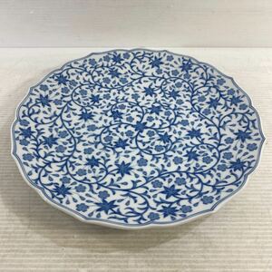 橘吉 たち吉 大皿 和食器 プレート 染付 飾り皿 和風 陶器 食器 約30cm 中古