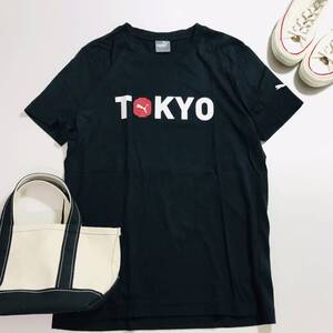 100円 PUMA プーマ　ブラック　TOKYO トウキョウ　半袖Tシャツ Tシャツ Tee M