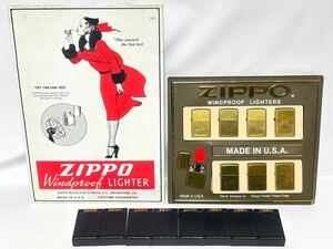 (77) ZIPPO ジッポ ジッポー WINDPROOF LIGHTERSオイルライター 8点セット P-47 P-51 A6M ZERO F4U CORSAIR 等 戦闘機 ウインディ 看板付き