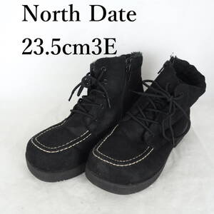 EB4597*North Date*ノースデイト*レディースショートブーツ*23.5cm3E*黒