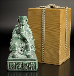 清 呂均窯人物香爐 中国 古美術