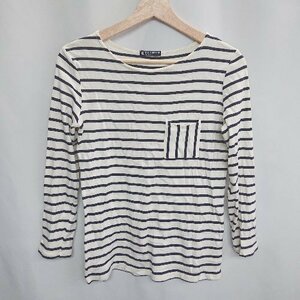 ◇ PETIT BATEAU ボーダー柄 コットン100％ 長袖 ロンT カットソー サイズXS アイボリー ネイビー レディース E