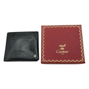 ◎◎ Cartier カルティエ 2つ折り札入れ パシャ 財布 箱付 ブラック やや傷や汚れあり