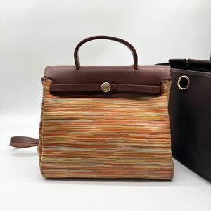 希少 美品 HERMES エルメス エールバッグ PM ヴィブラート ハンドバッグ ショルダーバッグ 2WAY オレンジ ブラウン レザー