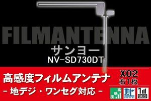 地デジ ワンセグ フルセグ L字型 フィルムアンテナ 右1枚 サンヨー SANYO 用 NV-SD730DT 対応 フロントガラス 高感度 車