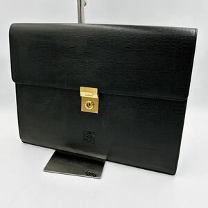 1円 美品 LOEWE ロエベ アナグラム レザー クラッチバッグ セカンドバッグ メンズ レディース ブラック系 