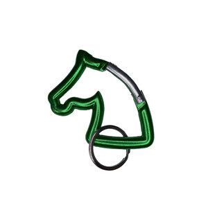 【新品・未使用】カラビナ 馬型 可愛い キーホルダー フック アルミ 多機能カラビナ カラビナフック キーリング付き グリーン