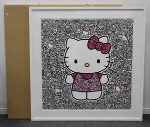 ■真作 現代アート Mr.Doodle(ミスタードゥードゥル) Big kitty スクリーンプリント 画寸78㎝×78㎝ 元箱■