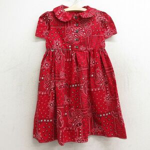 古着 半袖 ワンピース キッズ ガールズ 子供服 ペイズリー柄 赤他 レッド 24apr13