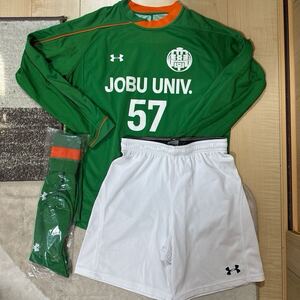 上武大学 支給品 3点セット ユニフォーム パンツ 非売品 実使用 Jリーグ 関東大学サッカーリーNorte1部 グリーン 白 57 長袖