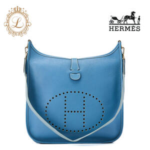 HERMES エルメス エブリンPM ショルダーバッグ トリヨンクレマンス ブルージーン Blue jean（ゴールド金具）ショルダーバッグ ミニショルダ