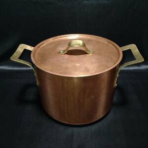 銅製 寸胴鍋 DOWA COPPER MATE なべ ナベ ずんどう鍋 直径約200㎜ 高さ約150㎜ 最大幅約290㎜ 【3553K11】