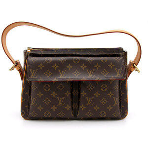 中古良品 ルイヴィトン ショルダーバッグ モノグラム ヴィバシテGM M51163 LOUIS VUITTON ブランド 高級感 バック ブラウン フランス製