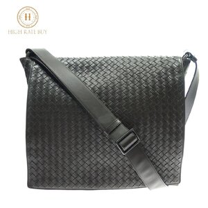 1円スタート BOTTEGAVENETA ボッテガヴェネタ イントレチャート ショルダーバッグ メッセンジャーバッグ レザー ダークブラウン メンズ